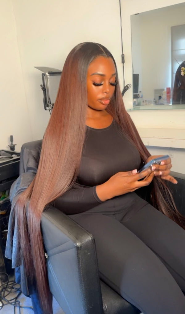 Chocolate Brown Wig With Dark Roots  Wig 6*6 HD Closure